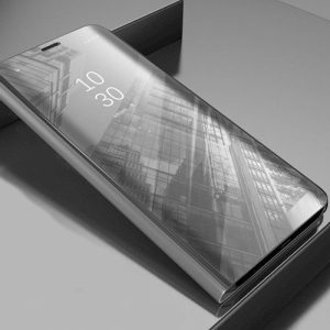 Smart Clear View torbica za Xiaomi Redmi Note 9 srebrna