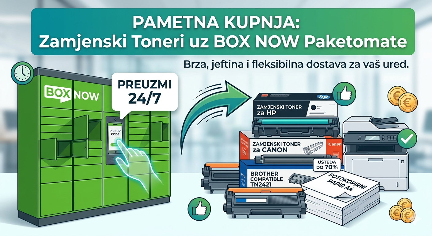 Pametna ušteda: Zamjenski toneri uz BOX NOW dostavu dostupnu 24/7 Pametna ušteda: Zamjenski toneri uz BOX NOW dostavu dostupnu 24/7